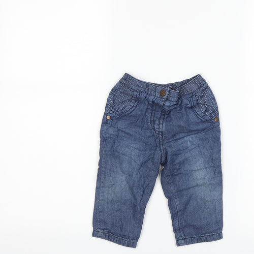 Nutmeg Girls Blue Polka Dot Denim Capri Jeans Size 6-9 Months