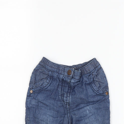 Nutmeg Girls Blue Polka Dot Denim Capri Jeans Size 6-9 Months