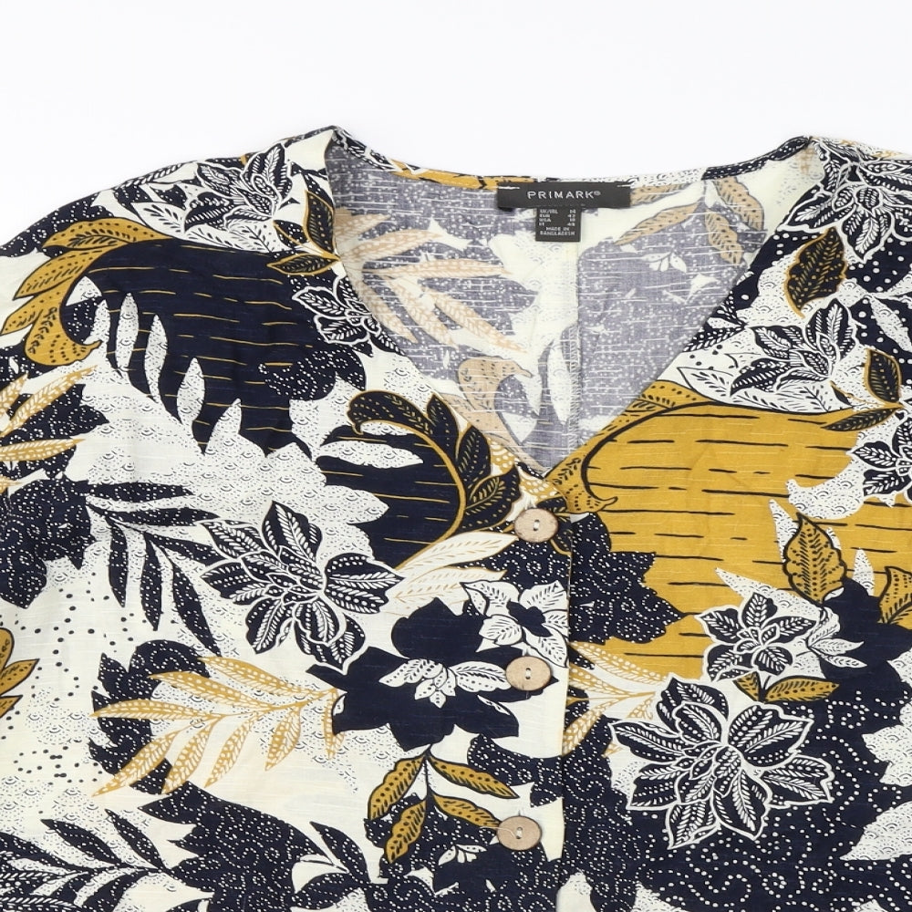 Primark Womens White Floral  Basic Blouse Size 14