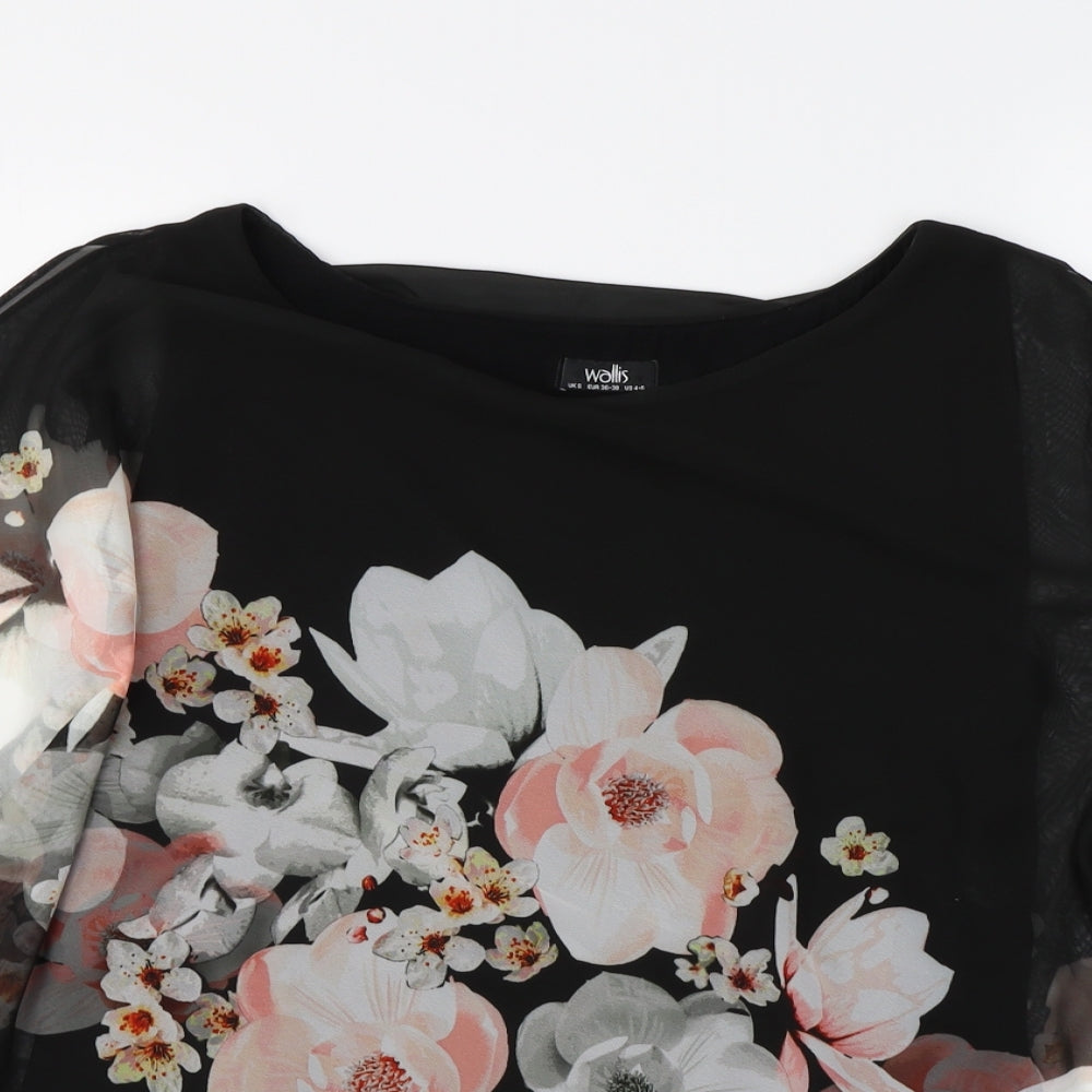 Wallis Womens Black Floral  Basic Blouse Size S