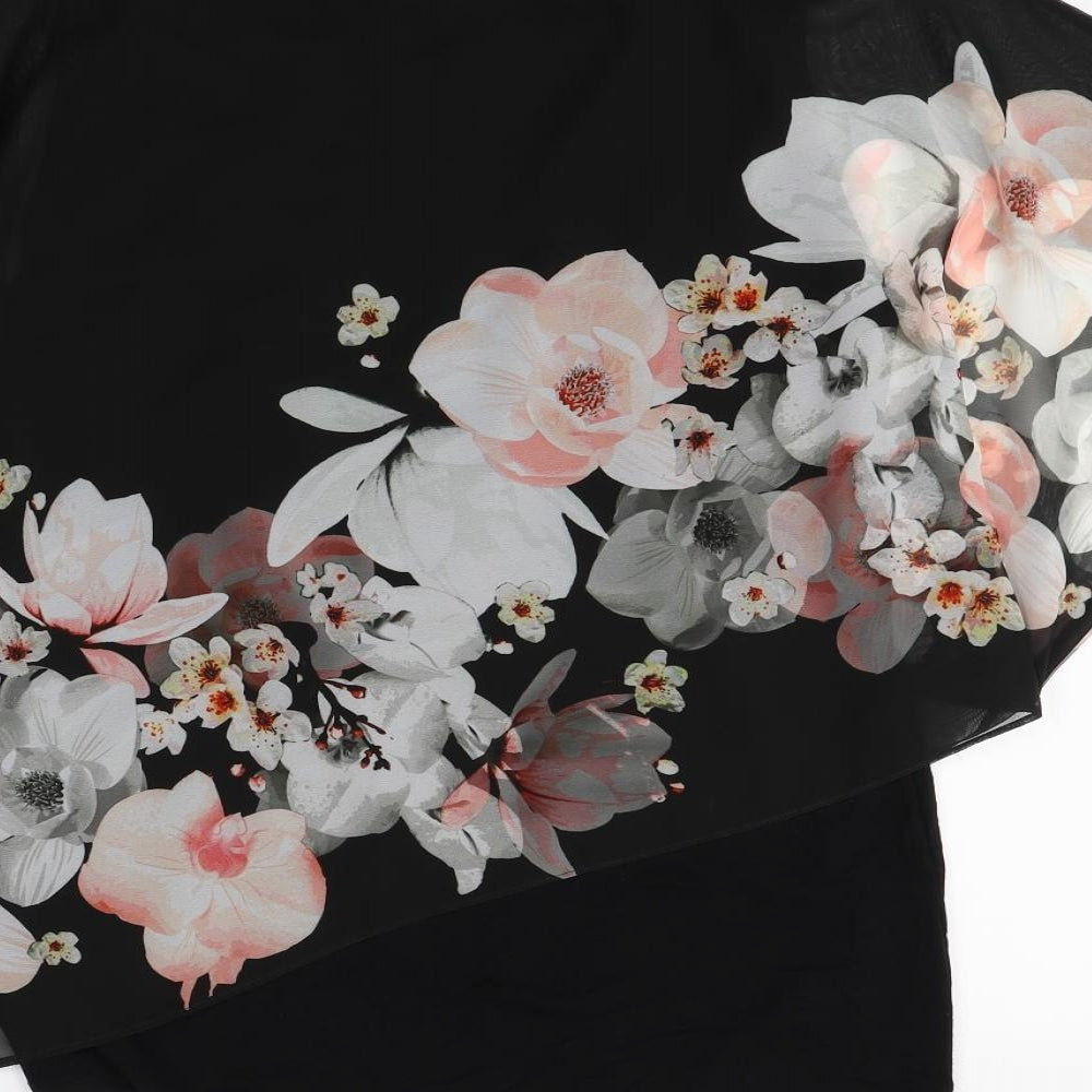 Wallis Womens Black Floral  Basic Blouse Size S