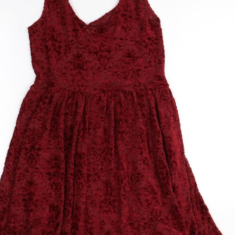 Miss Selfridge Womens Red   Fit & Flare  Size 10