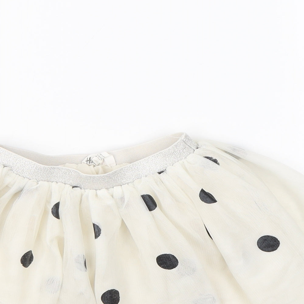 H&M Girls White Polka Dot  Flare Skirt Size 2 Years
