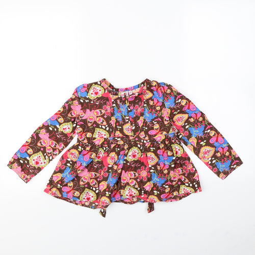 Butterfly Girls Brown Floral  Basic Blouse Size 5 Years