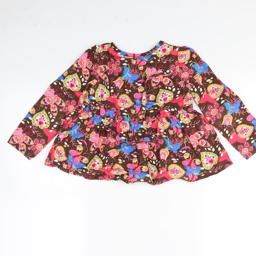 Butterfly Girls Brown Floral  Basic Blouse Size 5 Years