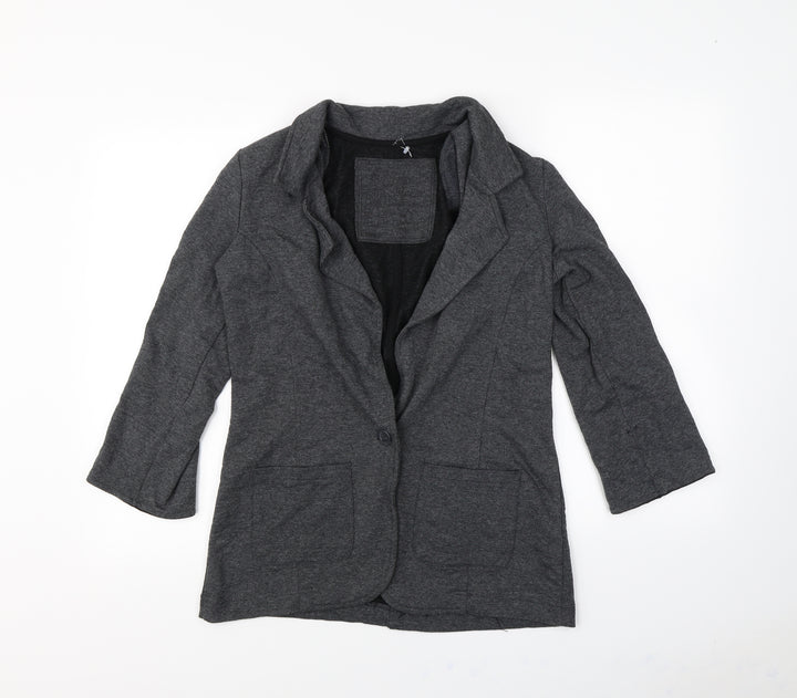 Denim & Co. Womens Grey Jacket Size 8 - Shoulder Pads