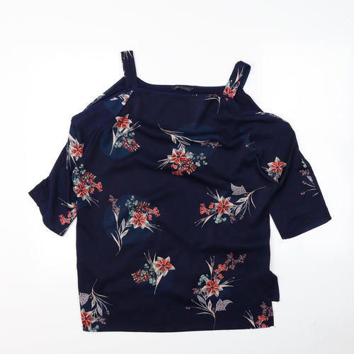 m&S Womens Blue Floral  Basic Blouse Size 14