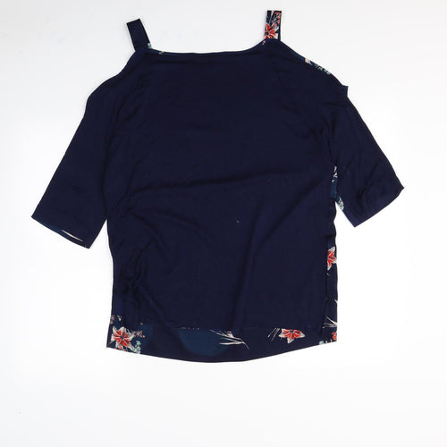 m&S Womens Blue Floral  Basic Blouse Size 14