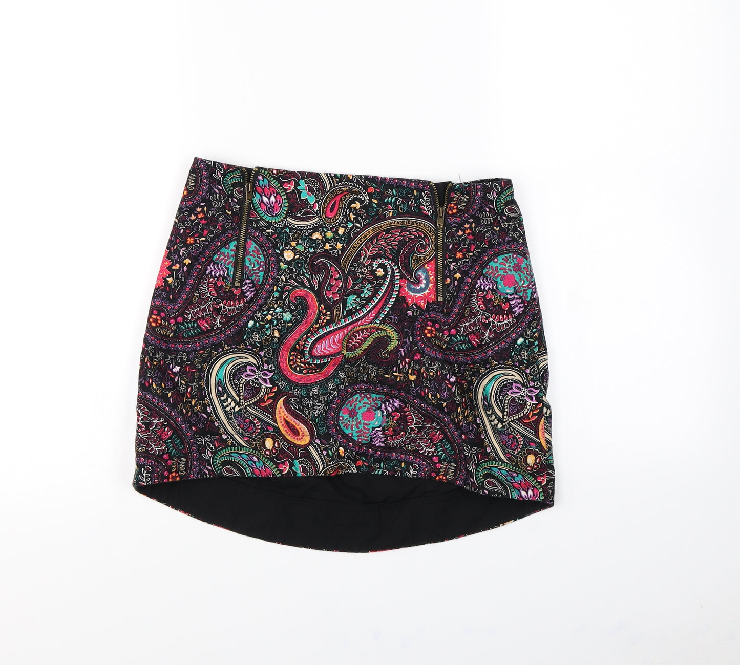 Topshop Womens Black Geometric  Mini Skirt Size 12