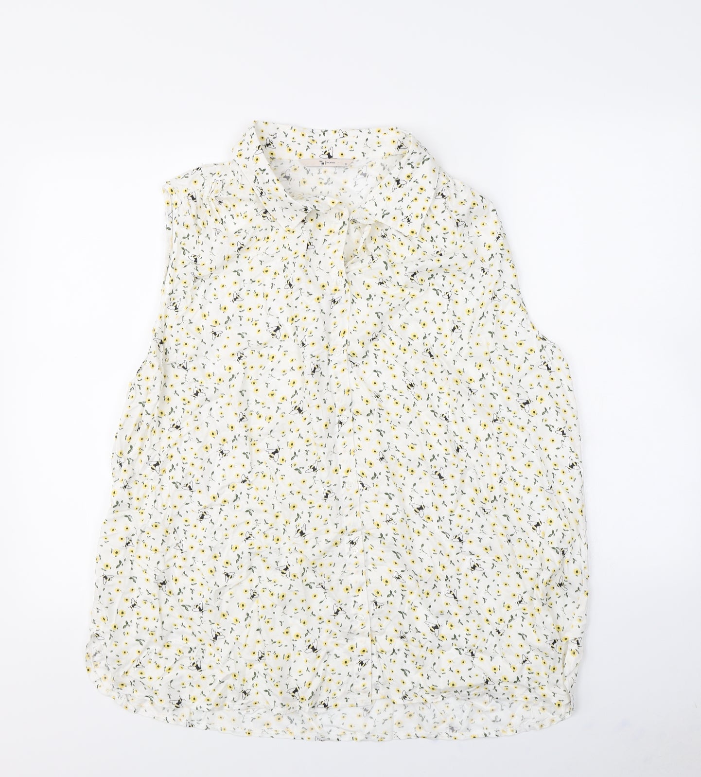 TU Womens White Floral  Basic Button-Up Size 22