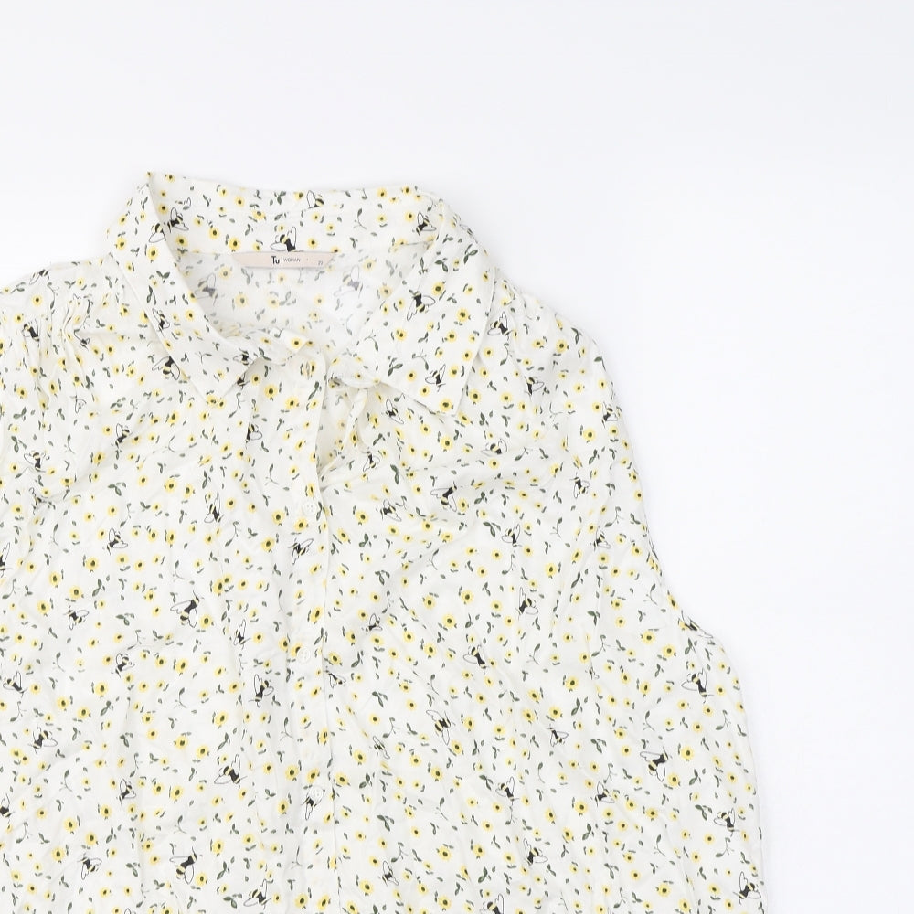 TU Womens White Floral  Basic Button-Up Size 22