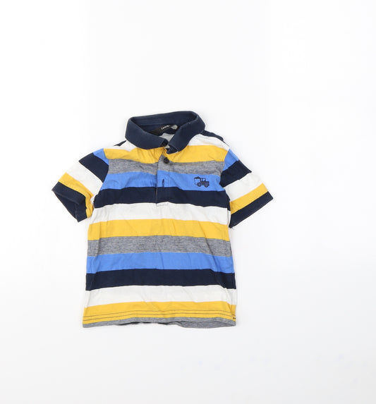 Front view of George boys’ multicoloured striped basic polo, size 3, years