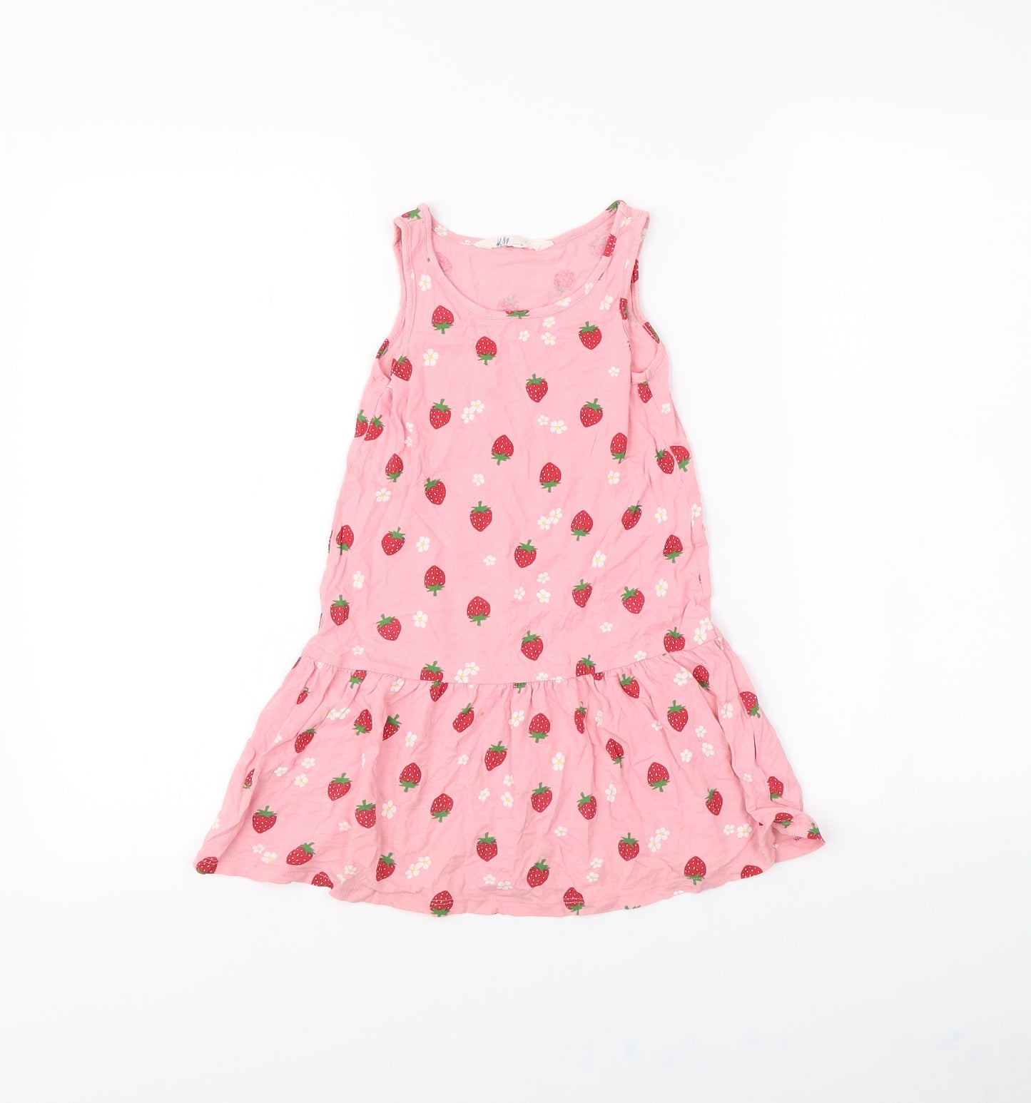 H&M Girls Pink Spotted  Fit & Flare  Size 4 Years