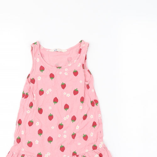 H&M Girls Pink Spotted  Fit & Flare  Size 4 Years