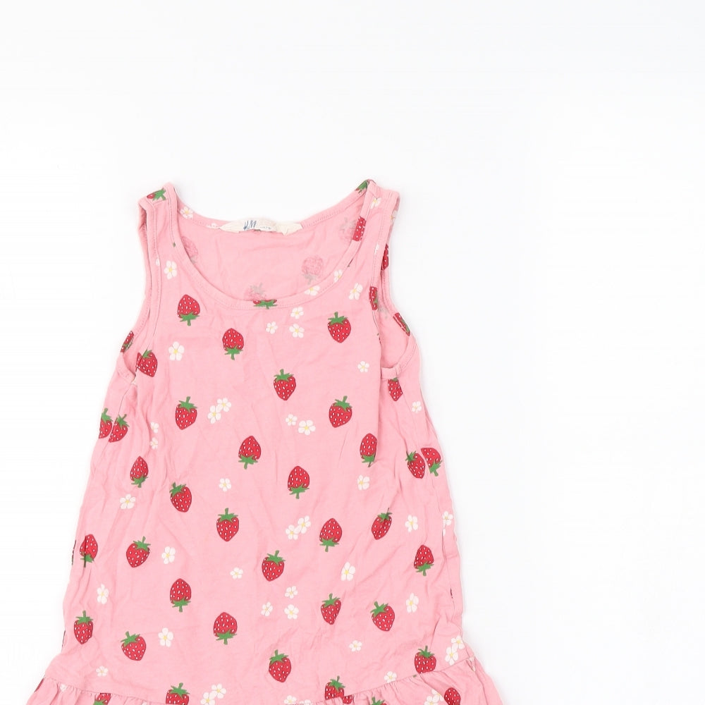 H&M Girls Pink Spotted  Fit & Flare  Size 4 Years
