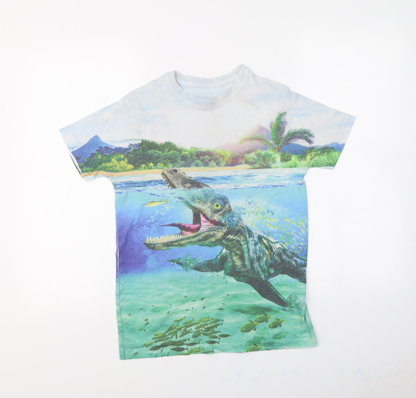 M&s Boys Multicoloured   Basic T-Shirt Size 11 Years  - DInosaur