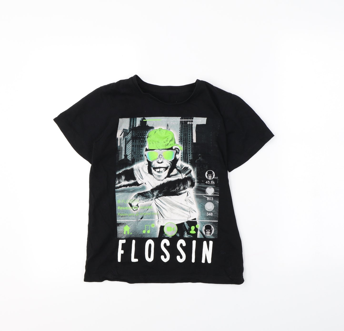 Preworn Boys Black   Basic T-Shirt Size 8 Years