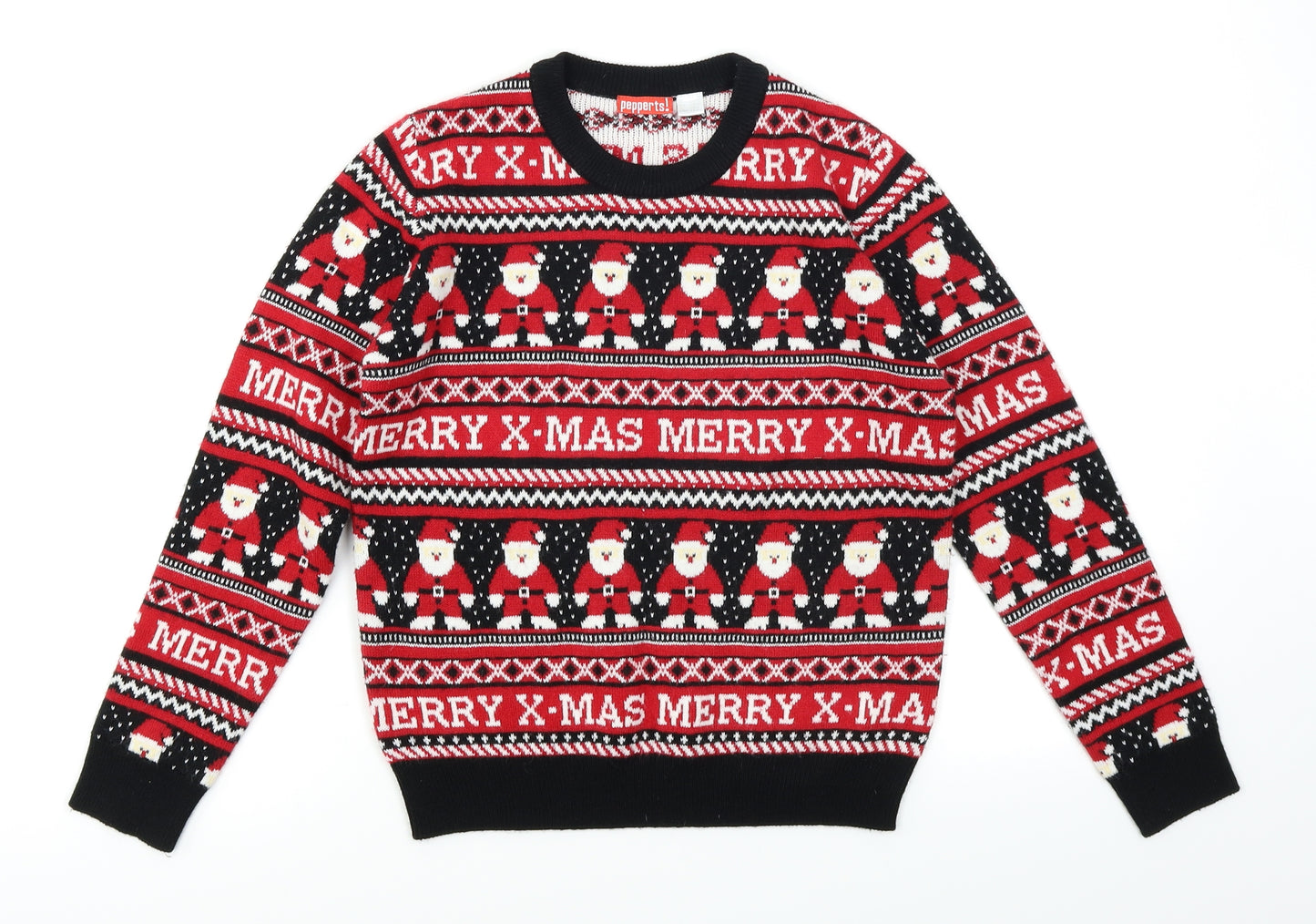 Pepperts Boys Red Fair Isle  Pullover Jumper Size 8-9 Years  - Christmas