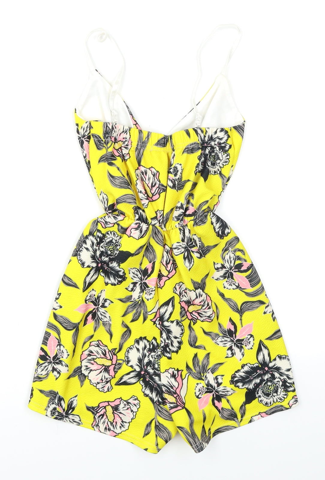 Boohoo Womens Yellow Floral  Romper One-Piece Size 8