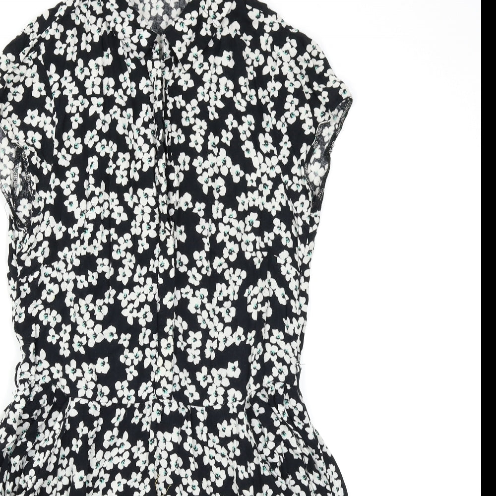 Dorothy Perkins Womens Black Floral  Fit & Flare  Size 12