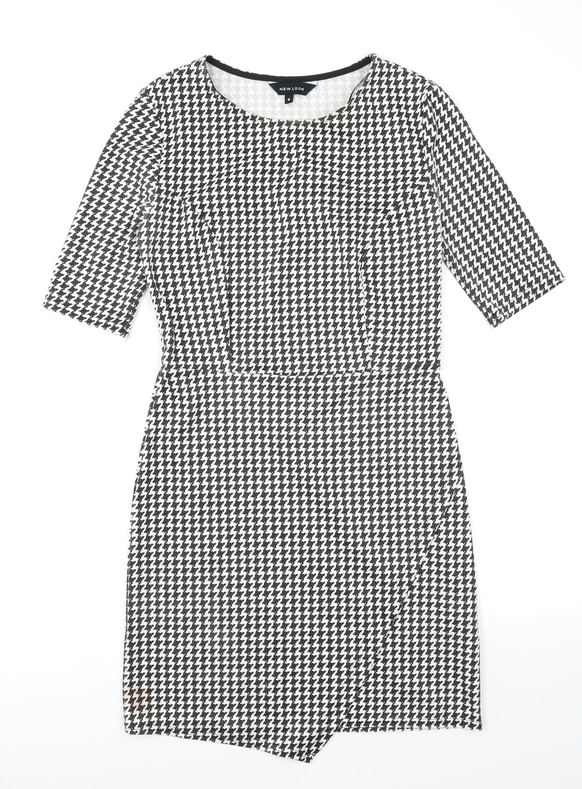 New Look Womens Black Houndstooth  Bodycon  Size 8