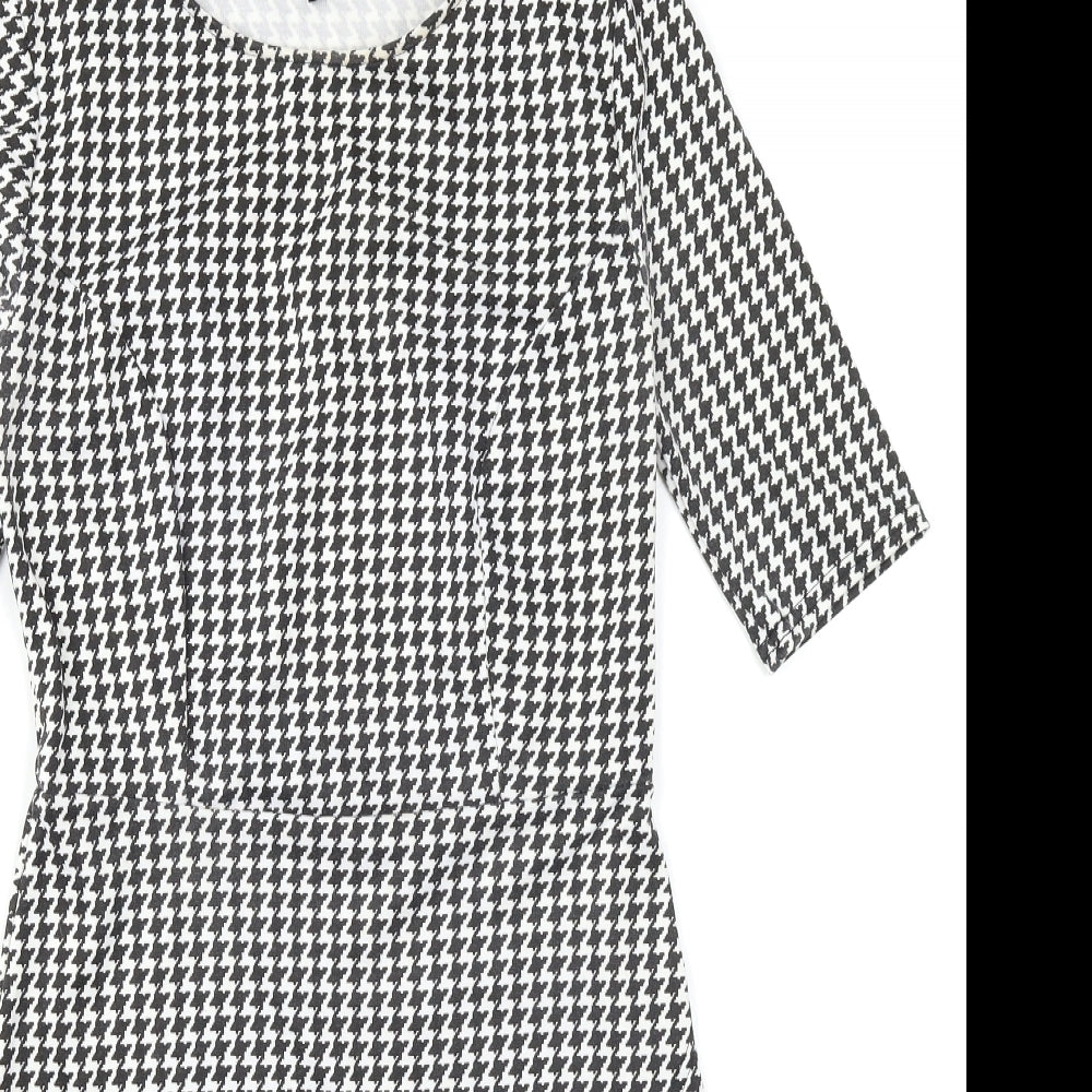 New Look Womens Black Houndstooth  Bodycon  Size 8