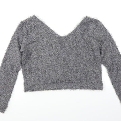 Femme Luxe Womens Grey   Pullover Jumper Size M  - Cropped