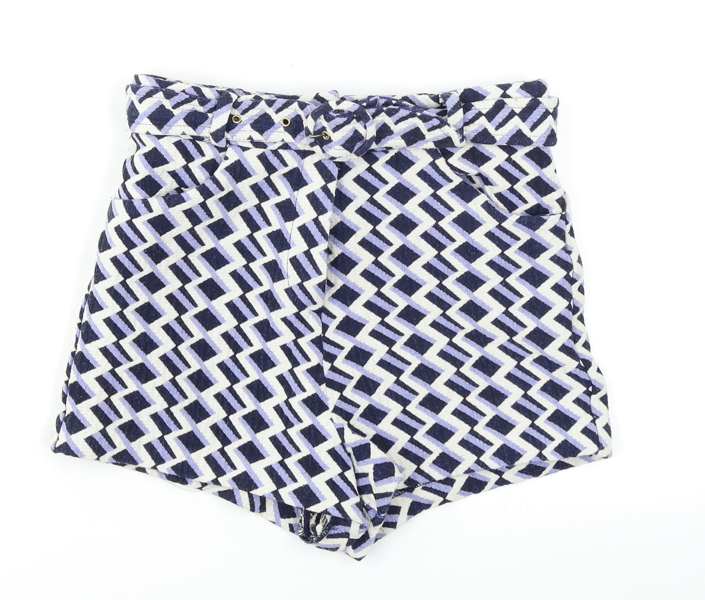 River Island Womens Blue Geometric  Hot Pants Shorts Size 8