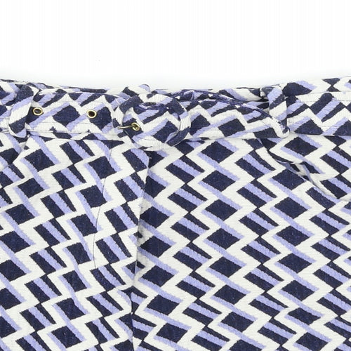 River Island Womens Blue Geometric  Hot Pants Shorts Size 8