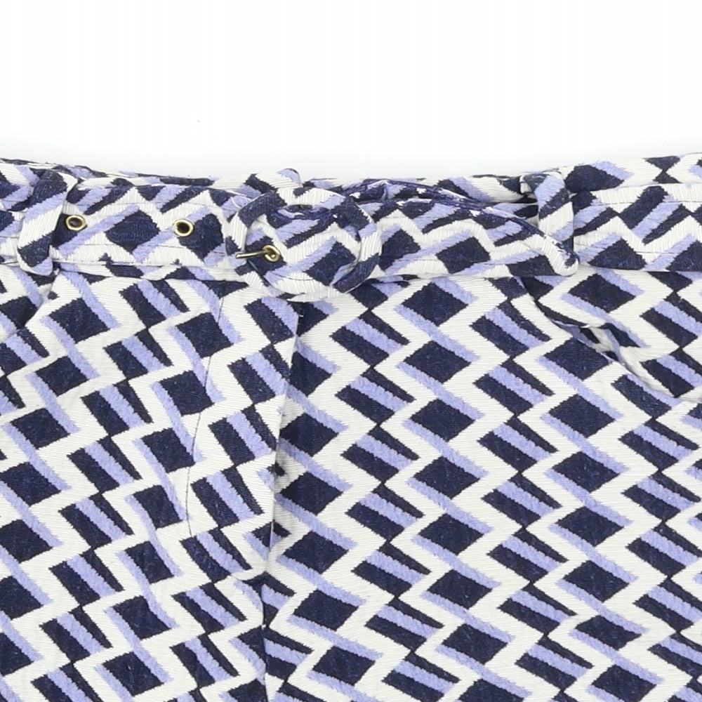 River Island Womens Blue Geometric  Hot Pants Shorts Size 8