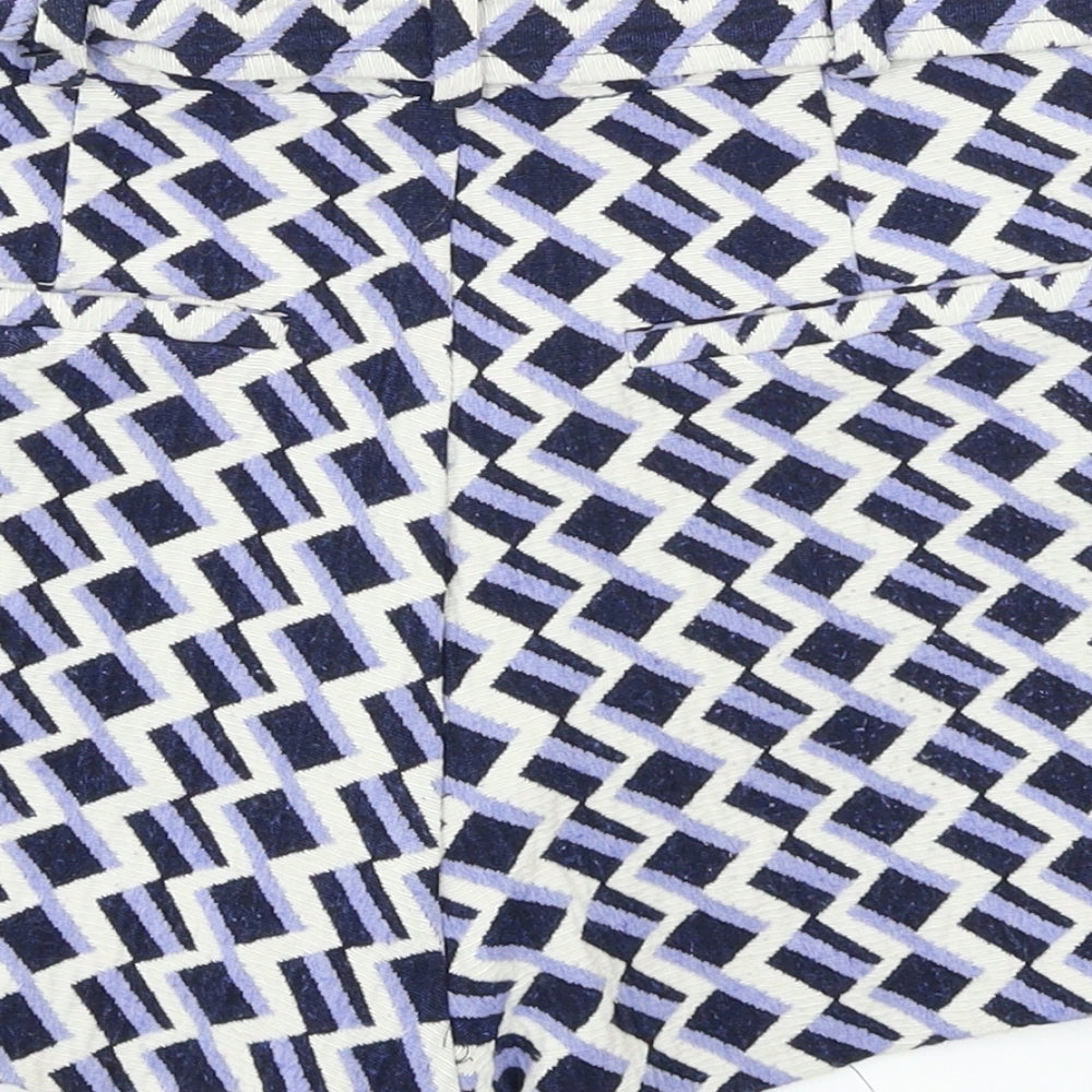 River Island Womens Blue Geometric  Hot Pants Shorts Size 8