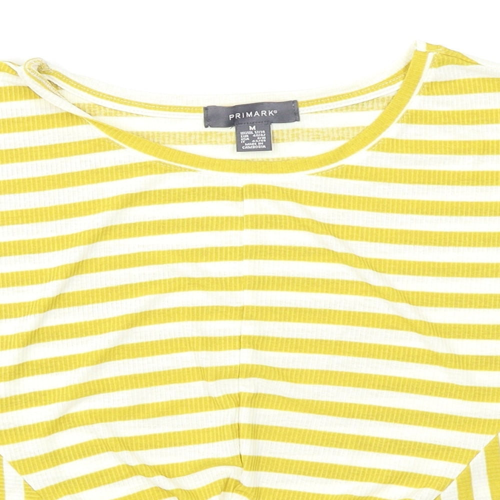 Primark Womens Yellow Striped  Basic T-Shirt Size M