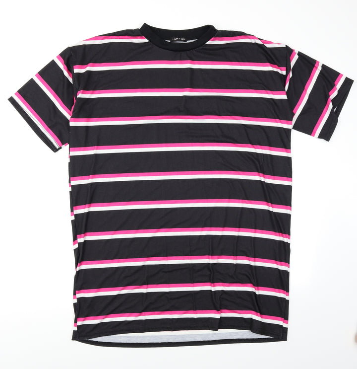 I SAW IT FIRST Womens Black Striped  T-Shirt Dress  Size 8
