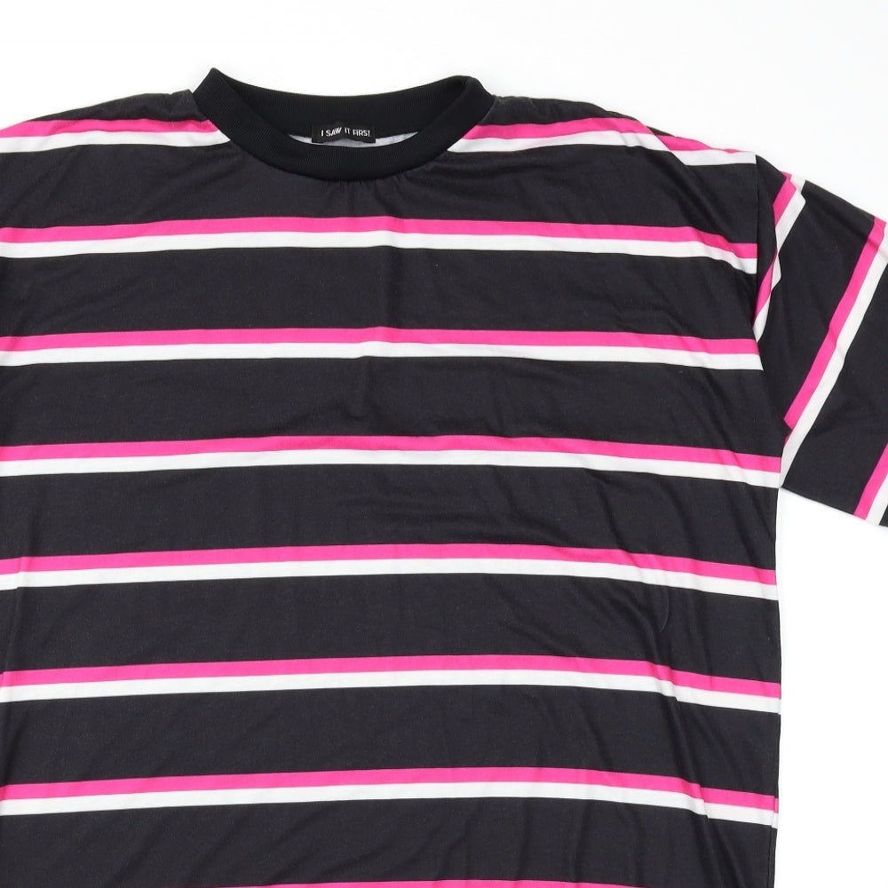 I SAW IT FIRST Womens Black Striped  T-Shirt Dress  Size 8