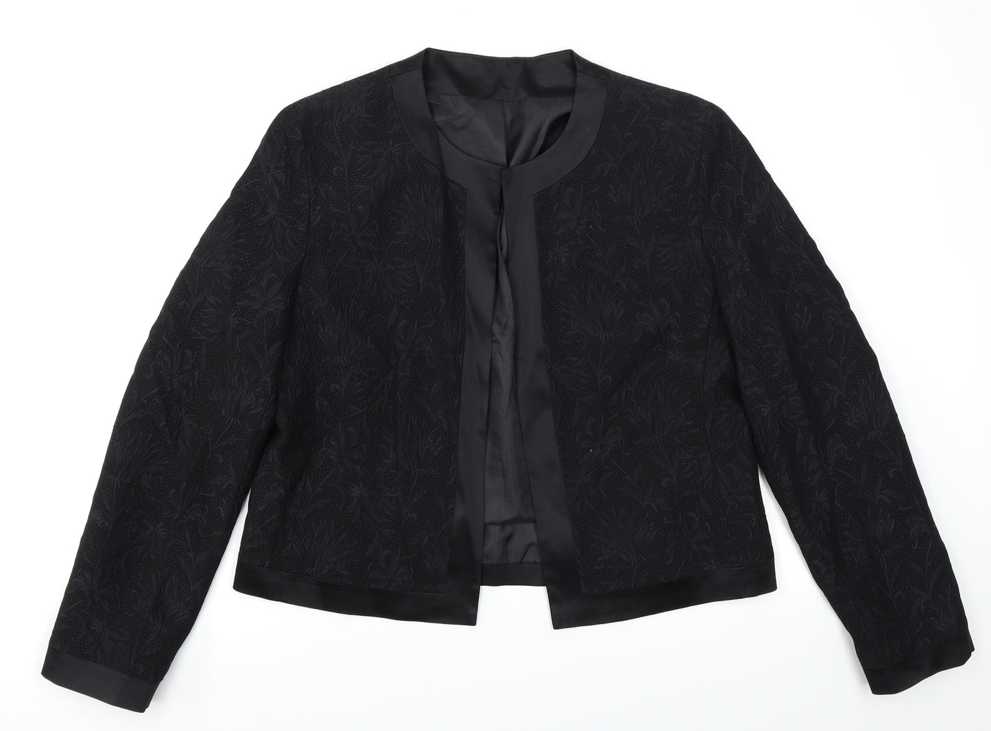 St Michael Womens Black Paisley  Jacket Blazer Size 12