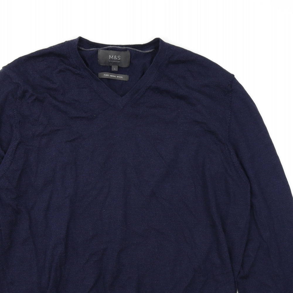 M&S Collection Mens Blue   Pullover Jumper Size L