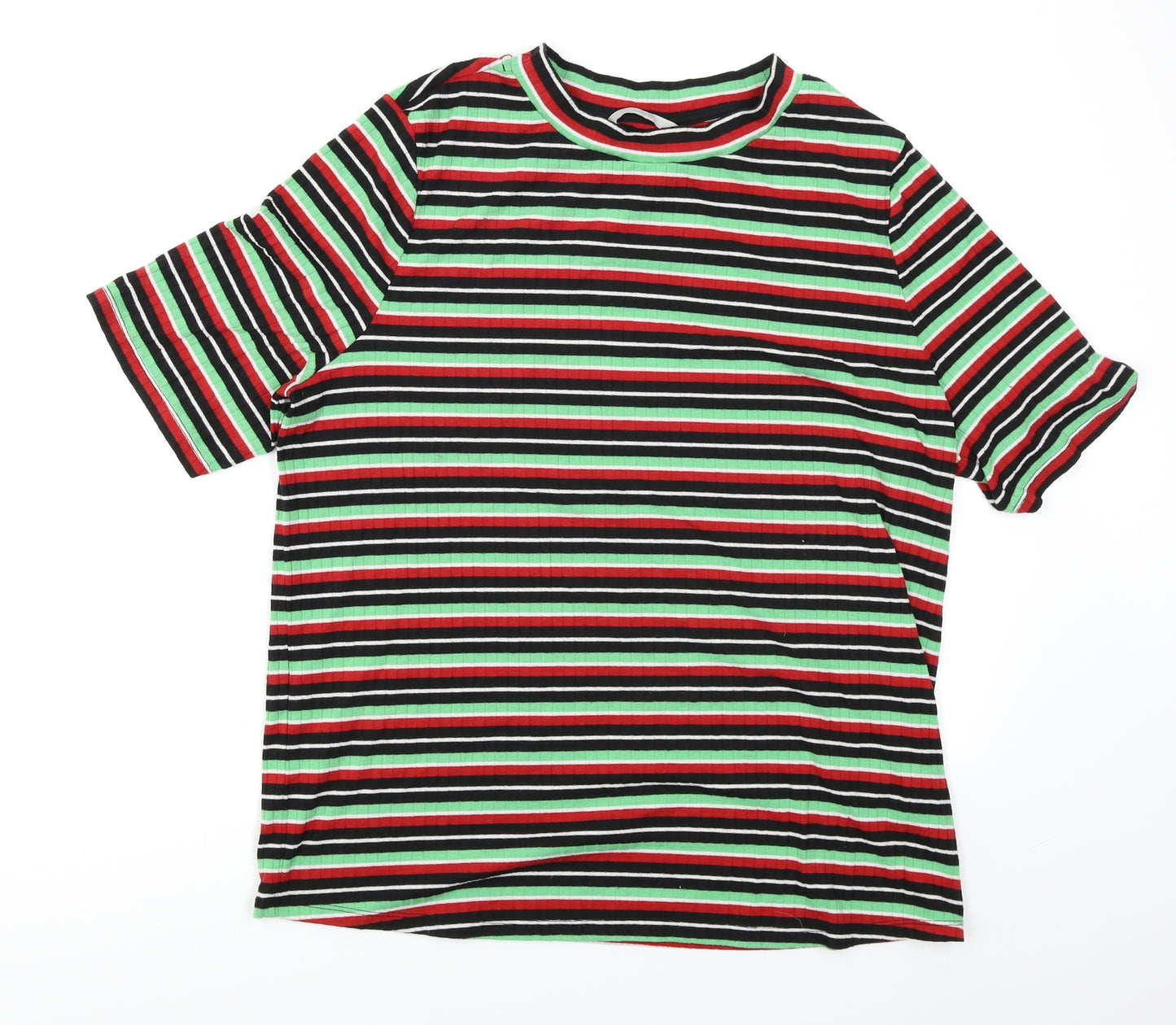George Womens Green Striped  Basic T-Shirt Size 24