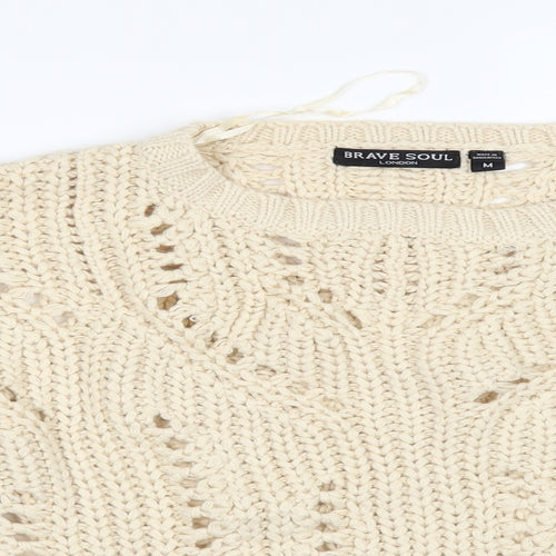 Brave Soul Womens Beige   Pullover Jumper Size M