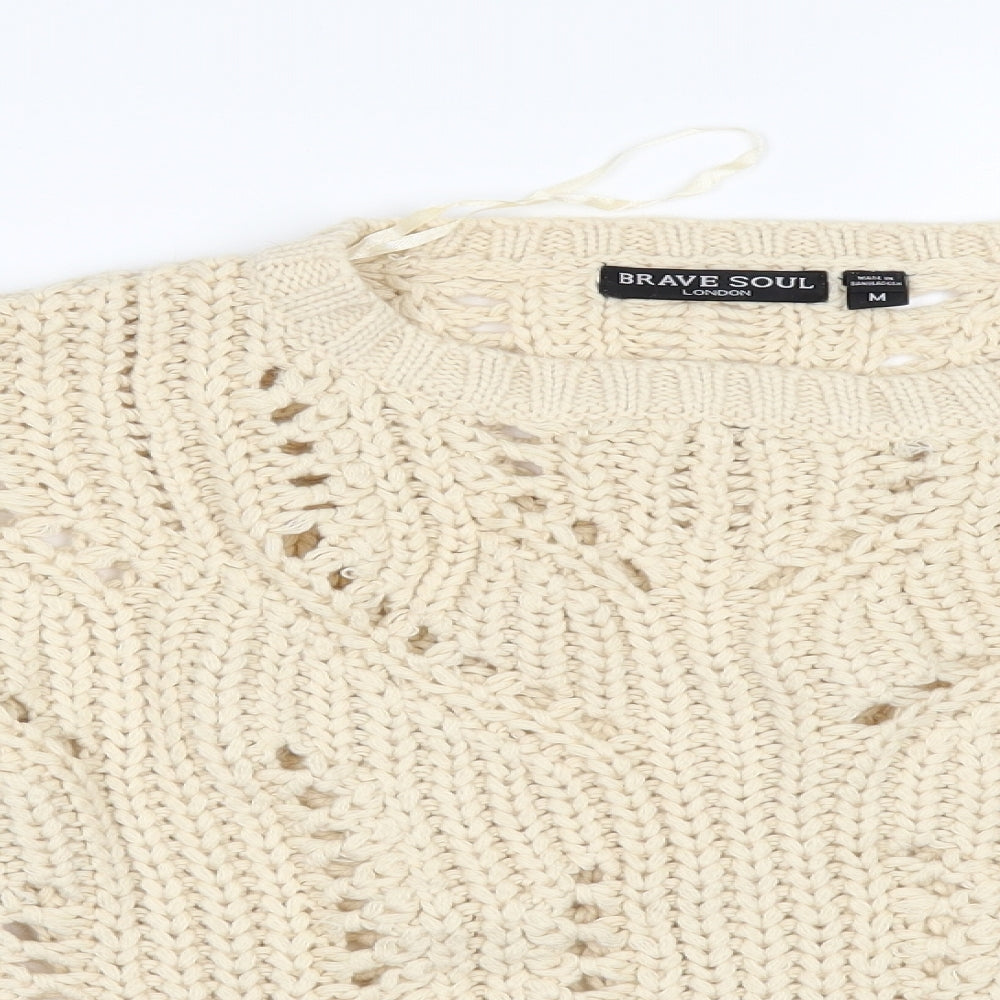 Brave Soul Womens Beige   Pullover Jumper Size M