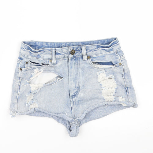 Denim & Co. Womens Blue  Denim Paperbag Shorts Size 8 - Distressed