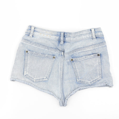 Denim & Co. Womens Blue  Denim Paperbag Shorts Size 8 - Distressed