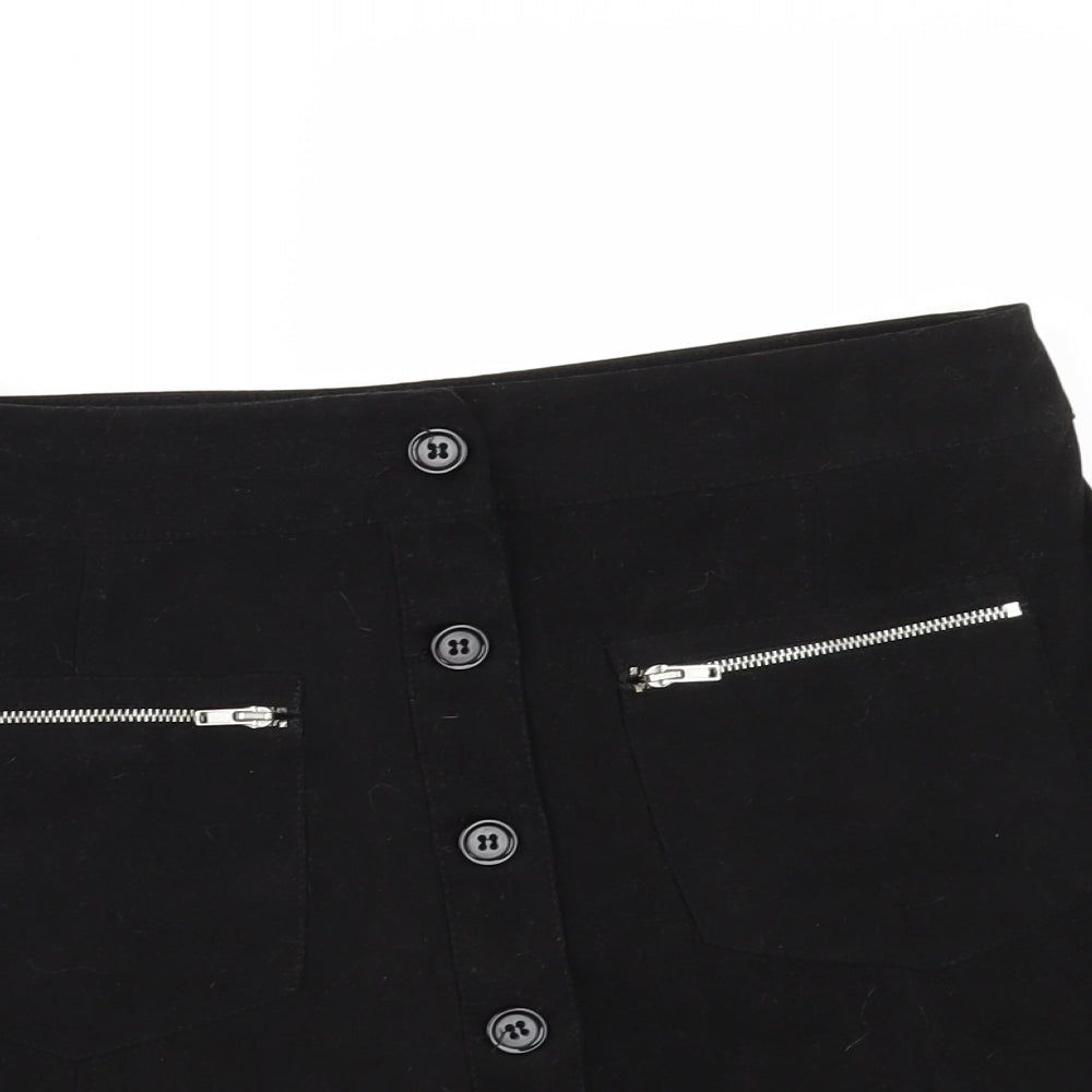 Select Womens Black   Mini Skirt Size 12  - Suede Effect