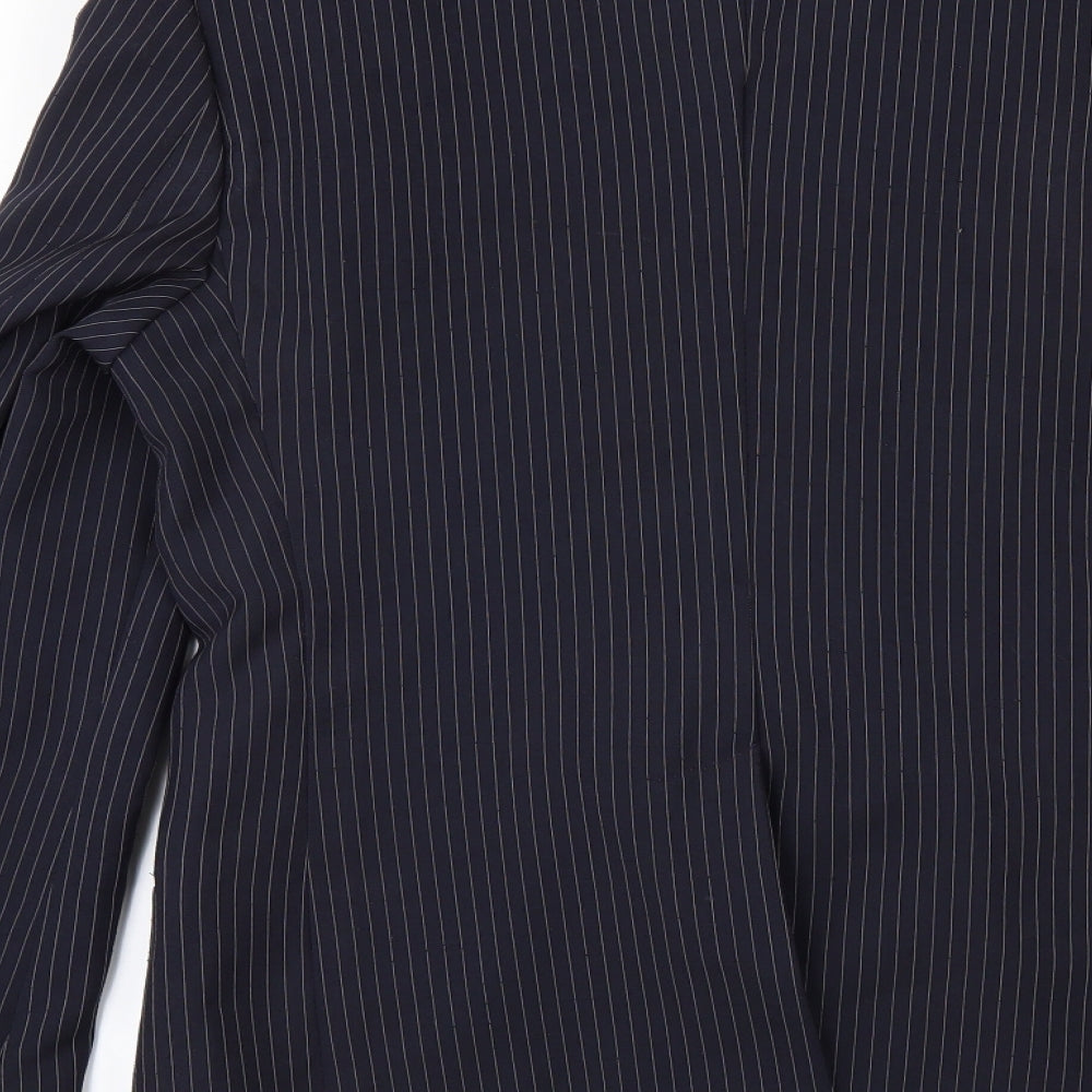 Rex Trueform Mens Blue Striped  Jacket Suit Jacket Size 40