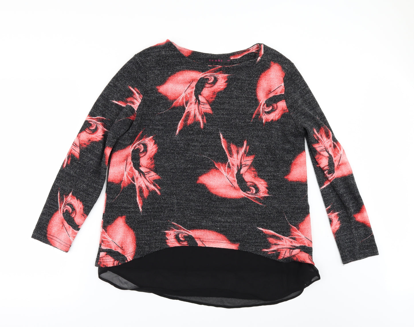 tenki Womens Black Floral  Pullover Jumper Size L