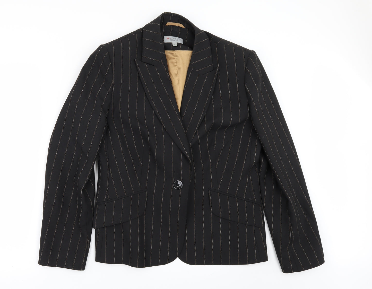 Marks and Spencer Womens Brown Striped  Jacket Suit Jacket Size 16