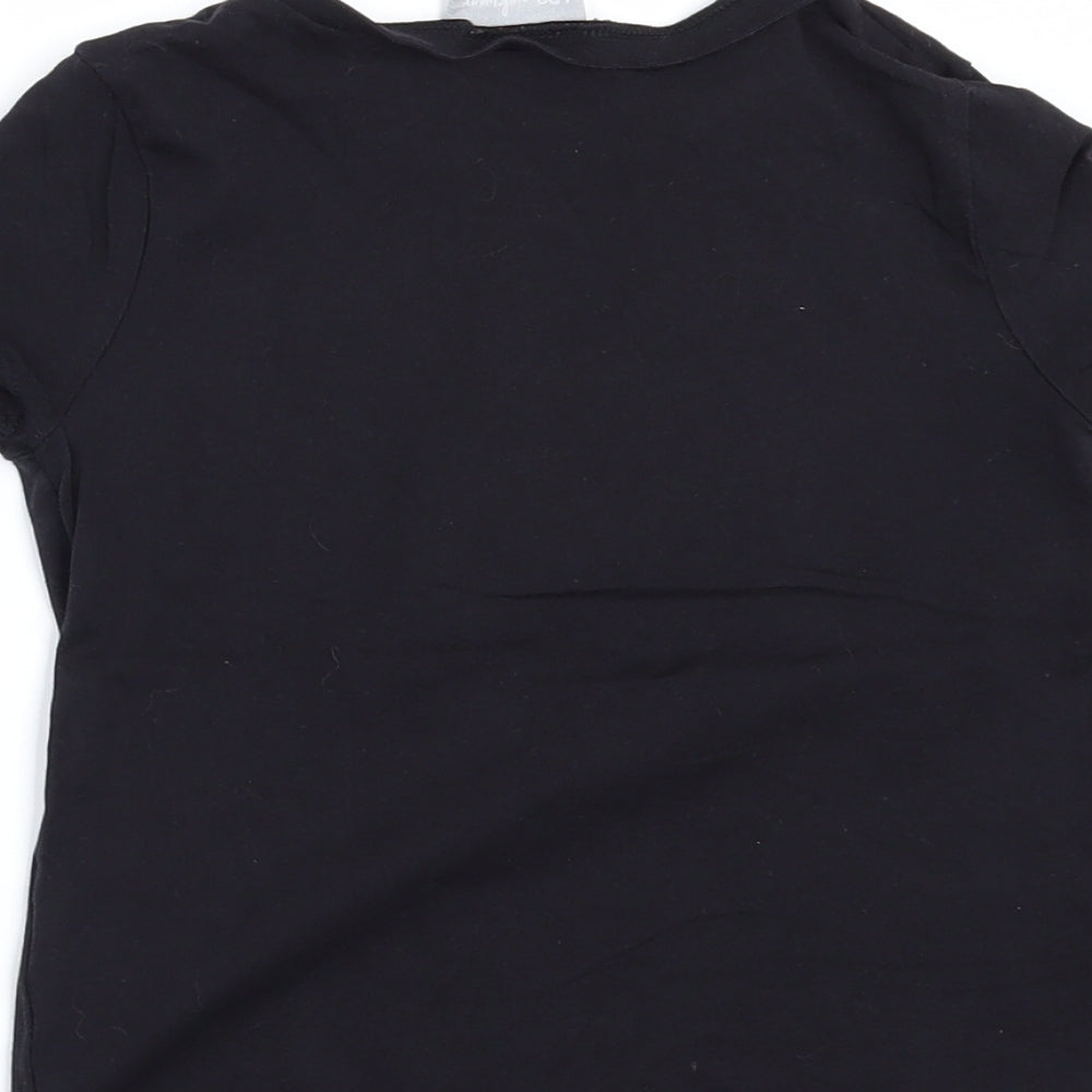 Matalan Girls Black Batik  Basic T-Shirt Size 4 Years  - roar lie a leopard