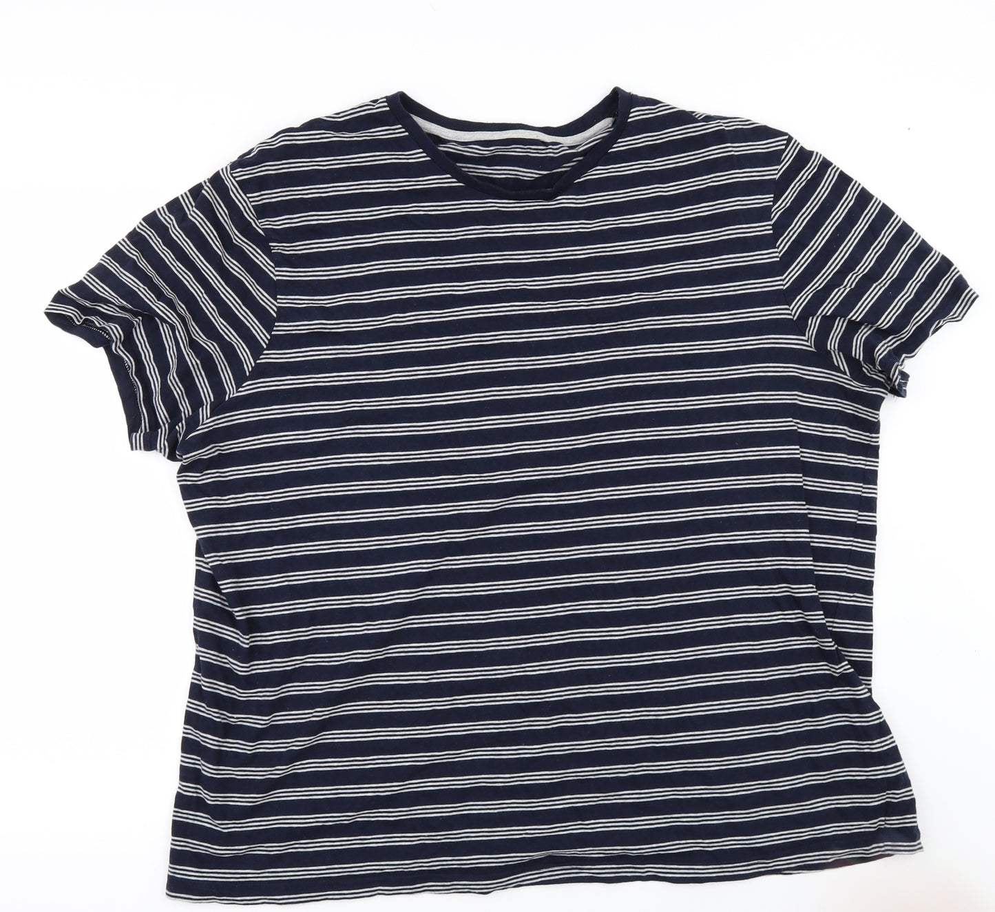 F&F Mens Blue Striped   T-Shirt Size 2XL
