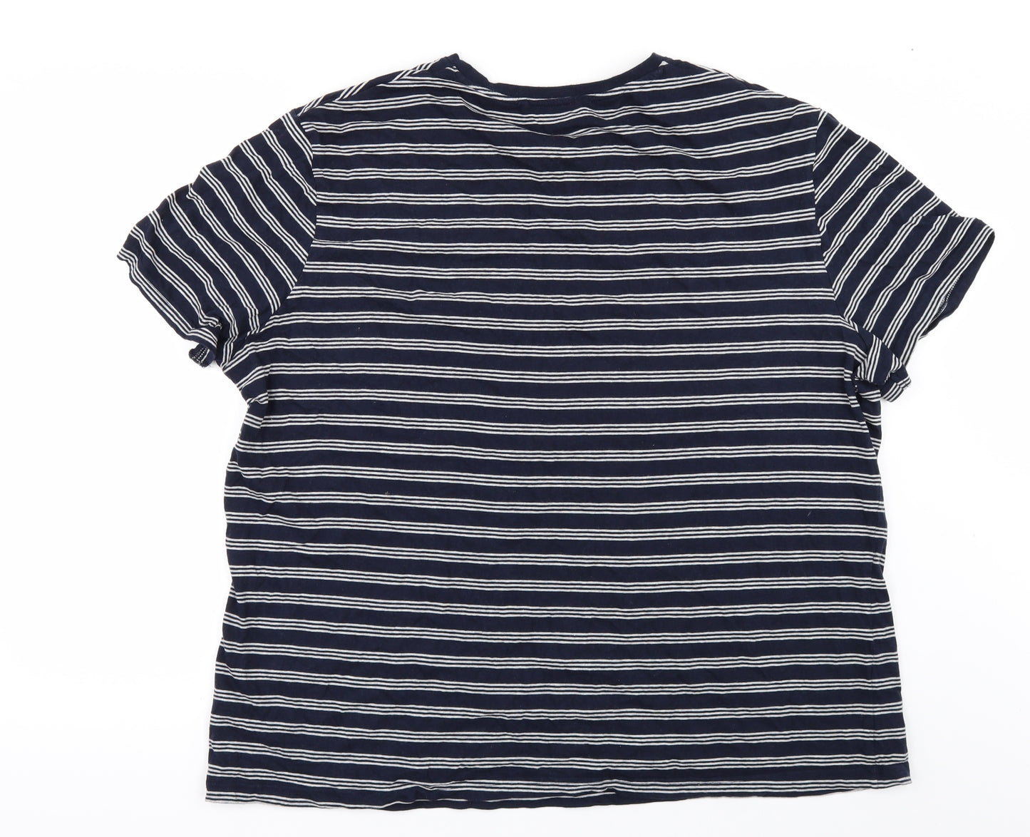 F&F Mens Blue Striped   T-Shirt Size 2XL