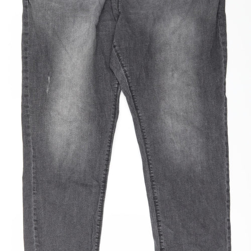 Simply Be Womens Black  Denim Straight Jeans Size 24 L31 in
