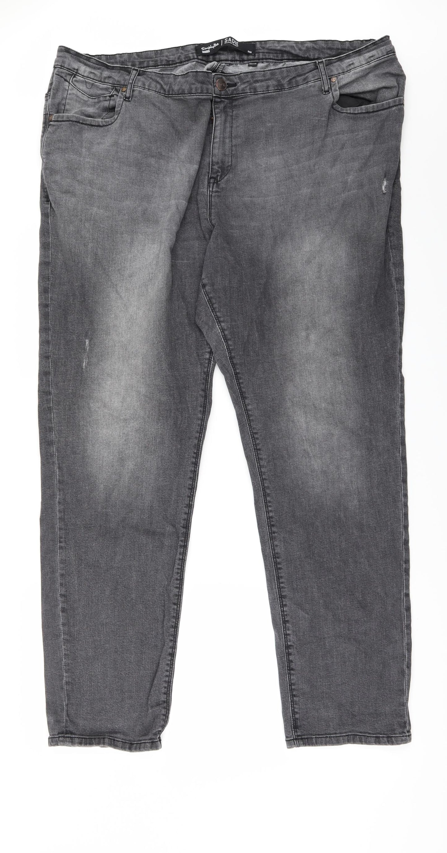 Simply Be Womens Black  Denim Straight Jeans Size 24 L31 in